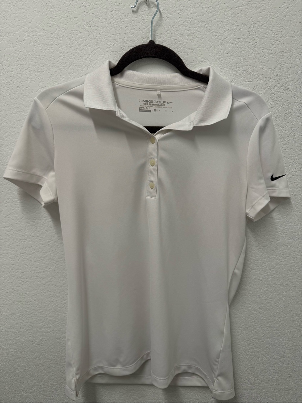 Nike White Women's Short Sleeve Button-Down Golf Polo